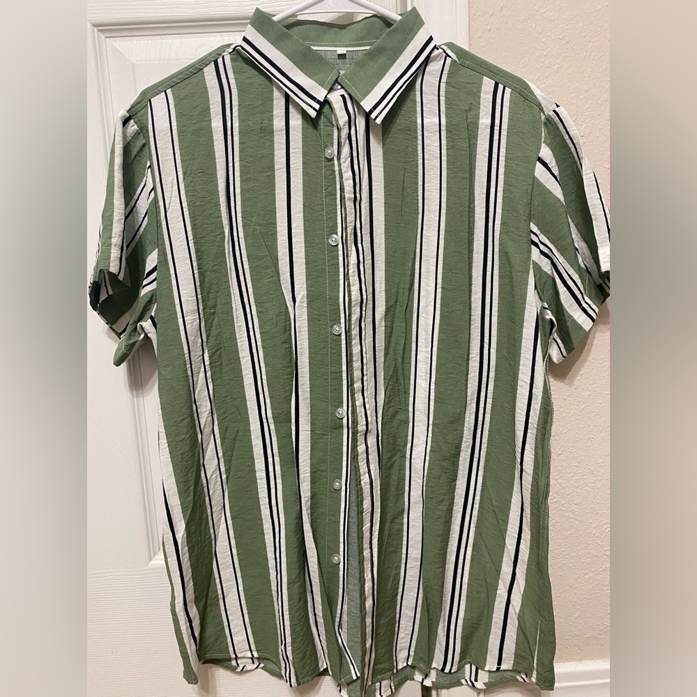 Green Button Up